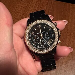Michael Kors Black and Gold Crystal Watch